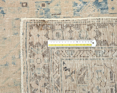 11 Ft Vintage Brown Persian Style Distressed Low Pile Wool Runner Rug